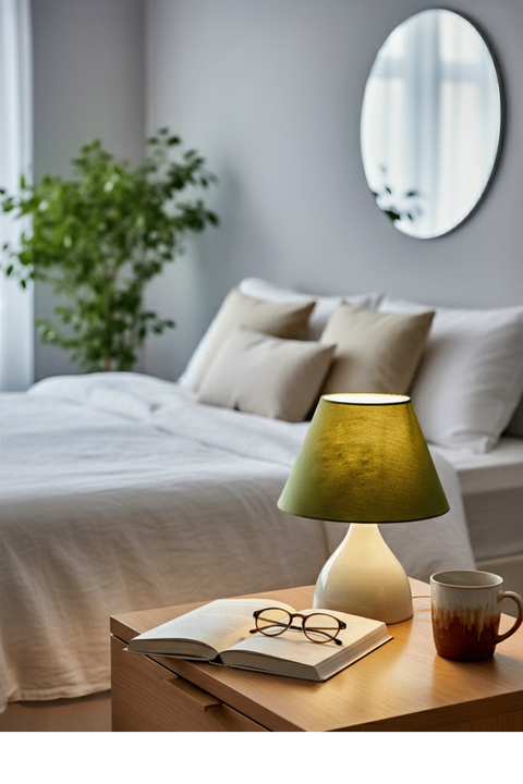 Naomi White olive Table lamp