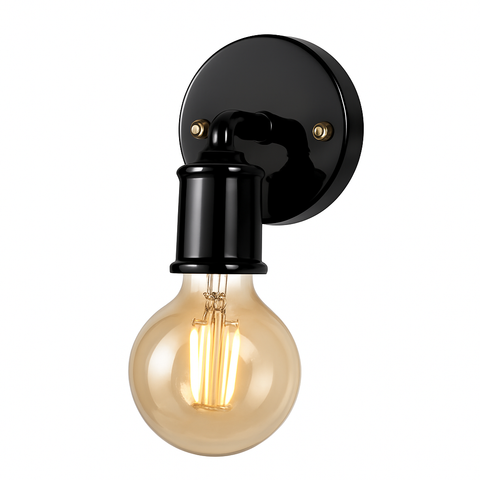 Serena Single-Lamp Black Wall Scone