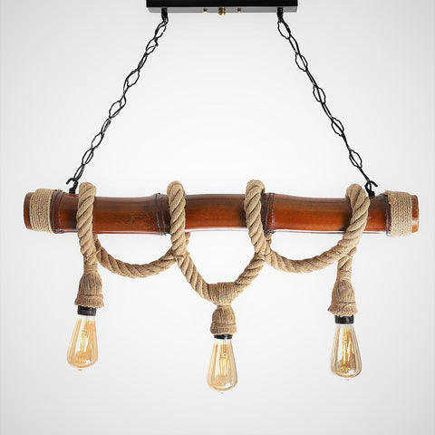 Outi Rope 3 Bulbs Bamboo chandelier~Brown