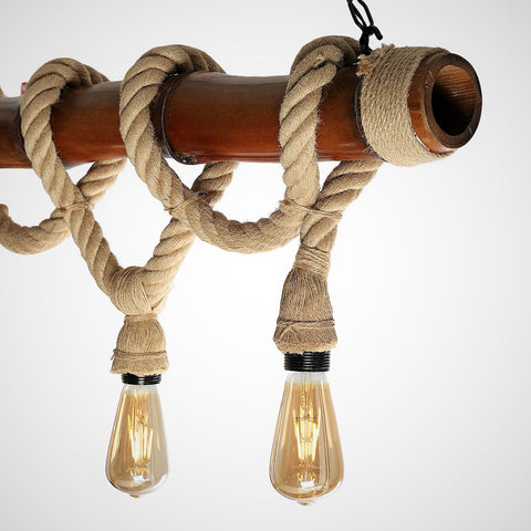 Outi Rope 3 Bulbs Bamboo chandelier~Brown