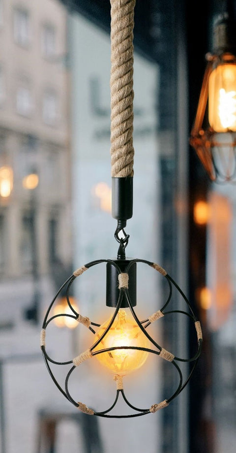 Cube Cage Rope Pendant Light