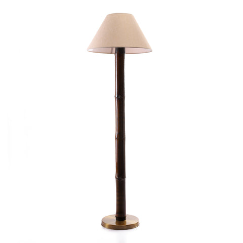 Asia Bamboo Floor Lamp Gold Base ~ Beige Shade