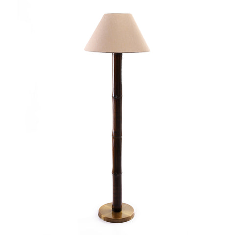 Asia Bamboo Floor Lamp Gold Base ~ Beige Shade