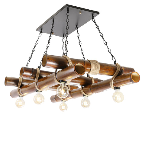 Pergola Bamboo Chandelier/6 Bulbs