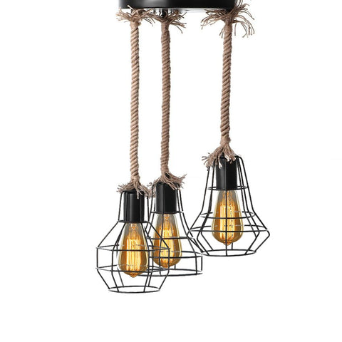 Triple mixed cages pendant light